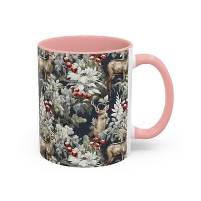 Rustic Deer Coffee Mug 11oz 15oz | Winter Forest Holiday Gift | Woodland Decor - Thumbnail 2