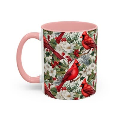 Cardinal Coffee Mug 11oz 15oz | Holiday Bird Gift | Winter Nature Decor Cup - Thumbnail 3