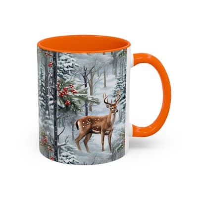 Winter Deer Coffee Mug 11oz 15oz | Rustic Holiday Cup | Cozy Cabin Gift Idea - Thumbnail 2