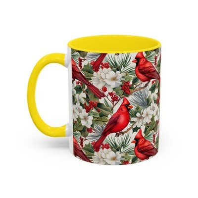 Cardinal Coffee Mug 11oz 15oz | Holiday Bird Gift | Winter Nature Decor Cup - Thumbnail 3