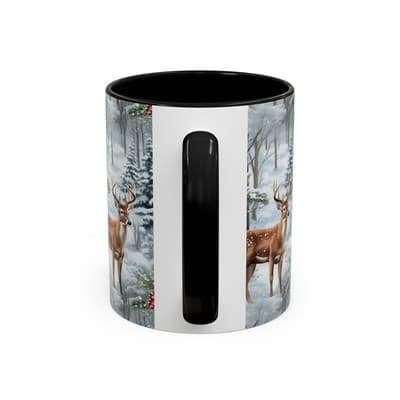 Winter Deer Coffee Mug 11oz 15oz | Rustic Holiday Cup | Cozy Cabin Gift Idea - Thumbnail 4