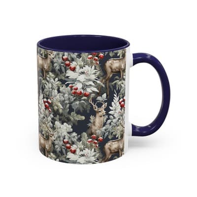 Rustic Deer Coffee Mug 11oz 15oz | Winter Forest Holiday Gift | Woodland Decor - Thumbnail 2