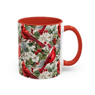 Cardinal Coffee Mug 11oz 15oz | Holiday Bird Gift | Winter Nature Decor Cup - Thumbnail 2