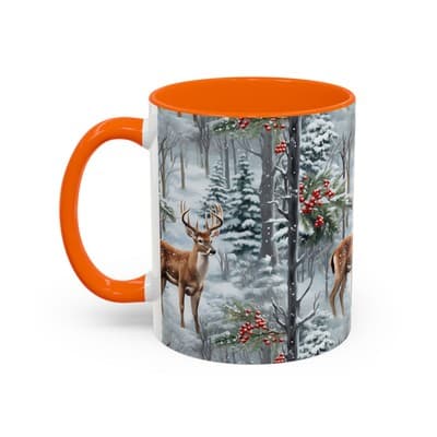 Winter Deer Coffee Mug 11oz 15oz | Rustic Holiday Cup | Cozy Cabin Gift Idea - Thumbnail 3