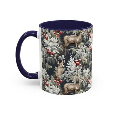 Rustic Deer Coffee Mug 11oz 15oz | Winter Forest Holiday Gift | Woodland Decor - Thumbnail 3