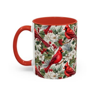 Cardinal Coffee Mug 11oz 15oz | Holiday Bird Gift | Winter Nature Decor Cup - Thumbnail 3