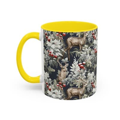 Rustic Deer Coffee Mug 11oz 15oz | Winter Forest Holiday Gift | Woodland Decor - Thumbnail 3
