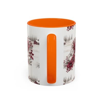 Winter Floral Coffee Mug 11oz 15oz | Holiday Gift | Cozy Red White Cup Decor - Thumbnail 4
