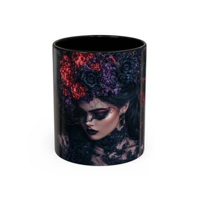 Gothic Floral Goddess Mug 11oz 15oz | Dark Beauty Cup | Witchy Gift for Her