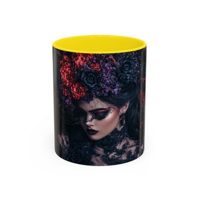 Gothic Floral Goddess Mug 11oz 15oz | Dark Beauty Cup | Witchy Gift for Her