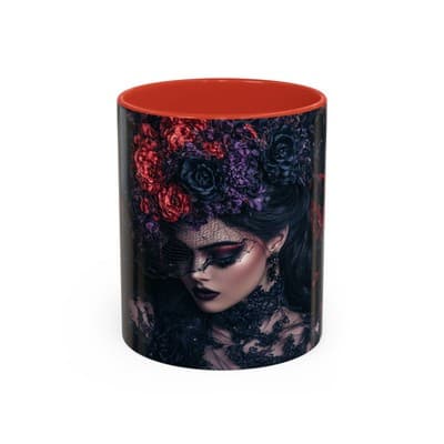 Gothic Floral Goddess Mug 11oz 15oz | Dark Beauty Cup | Witchy Gift for Her