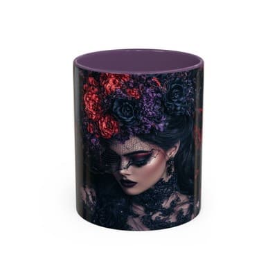 Gothic Floral Goddess Mug 11oz 15oz | Dark Beauty Cup | Witchy Gift for Her