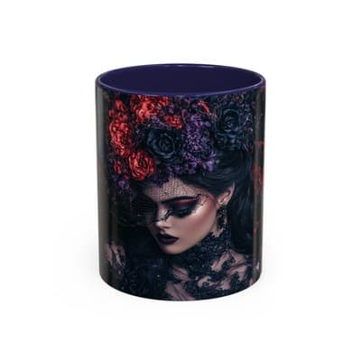 Gothic Floral Goddess Mug 11oz 15oz | Dark Beauty Cup | Witchy Gift for Her