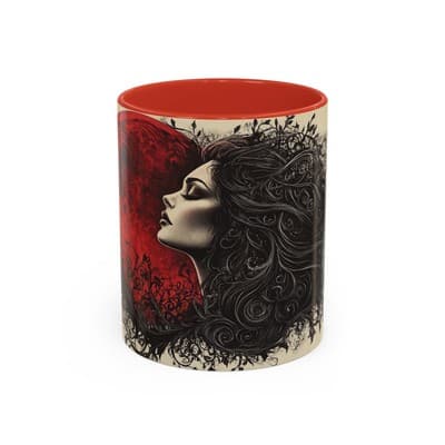Gothic Moon Woman Mug 11oz 15oz | Dark Feminine Cup | Witchy Gift for Her