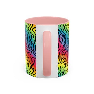 Rainbow Zebra Print Mug 11oz 15oz | Colorful Animal Cup | Bold Gift for Her - Thumbnail 4