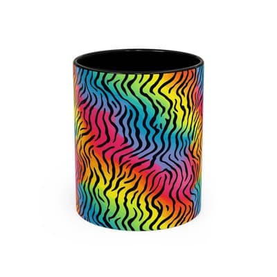 Rainbow Zebra Print Mug 11oz 15oz | Colorful Animal Cup | Bold Gift for Her
