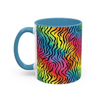 Rainbow Zebra Print Mug 11oz 15oz | Colorful Animal Cup | Bold Gift for Her - Thumbnail 3