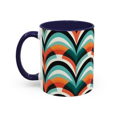 Retro Wave Coffee Mug 11oz 15oz Colorful Groovy Cup Fun Gift for Coffee Lovers - Thumbnail 3