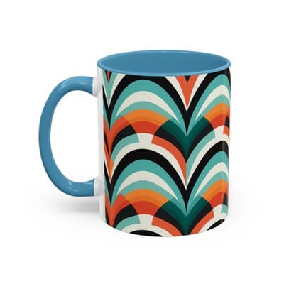 Retro Wave Coffee Mug 11oz 15oz Colorful Groovy Cup Fun Gift for Coffee Lovers - Thumbnail 3