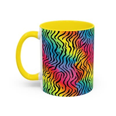 Rainbow Zebra Print Mug 11oz 15oz | Colorful Animal Cup | Bold Gift for Her - Thumbnail 3