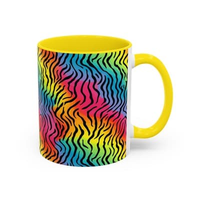Rainbow Zebra Print Mug 11oz 15oz | Colorful Animal Cup | Bold Gift for Her - Thumbnail 2