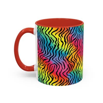 Rainbow Zebra Print Mug 11oz 15oz | Colorful Animal Cup | Bold Gift for Her - Thumbnail 3
