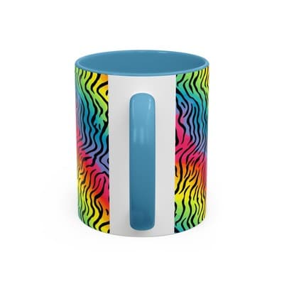 Rainbow Zebra Print Mug 11oz 15oz | Colorful Animal Cup | Bold Gift for Her - Thumbnail 4