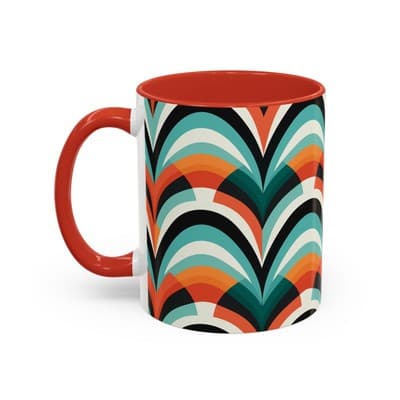 Retro Wave Coffee Mug 11oz 15oz Colorful Groovy Cup Fun Gift for Coffee Lovers - Thumbnail 3