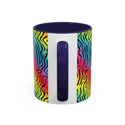 Rainbow Zebra Print Mug 11oz 15oz | Colorful Animal Cup | Bold Gift for Her - Thumbnail 4