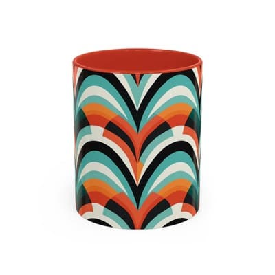 Retro Wave Coffee Mug 11oz 15oz Colorful Groovy Cup Fun Gift for Coffee Lovers