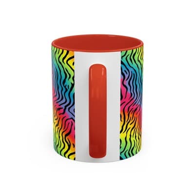 Rainbow Zebra Print Mug 11oz 15oz | Colorful Animal Cup | Bold Gift for Her - Thumbnail 4