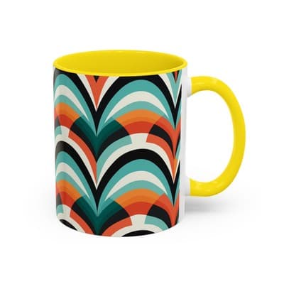 Retro Wave Coffee Mug 11oz 15oz Colorful Groovy Cup Fun Gift for Coffee Lovers - Thumbnail 2