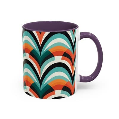 Retro Wave Coffee Mug 11oz 15oz Colorful Groovy Cup Fun Gift for Coffee Lovers - Thumbnail 2