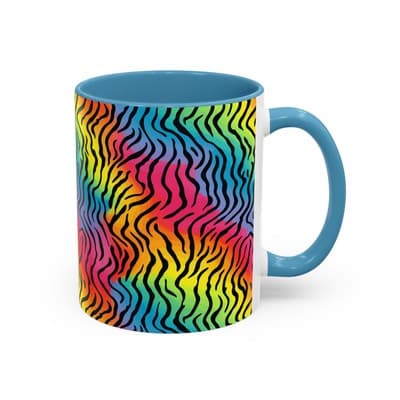 Rainbow Zebra Print Mug 11oz 15oz | Colorful Animal Cup | Bold Gift for Her - Thumbnail 2
