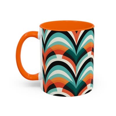 Retro Wave Coffee Mug 11oz 15oz Colorful Groovy Cup Fun Gift for Coffee Lovers - Thumbnail 3