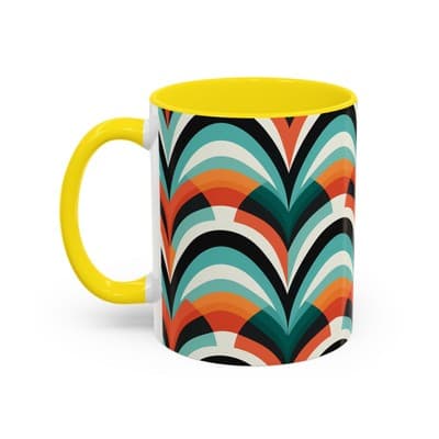 Retro Wave Coffee Mug 11oz 15oz Colorful Groovy Cup Fun Gift for Coffee Lovers - Thumbnail 3