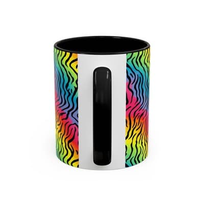 Rainbow Zebra Print Mug 11oz 15oz | Colorful Animal Cup | Bold Gift for Her - Thumbnail 4
