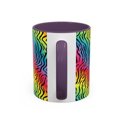 Rainbow Zebra Print Mug 11oz 15oz | Colorful Animal Cup | Bold Gift for Her - Thumbnail 4