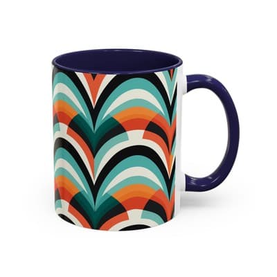 Retro Wave Coffee Mug 11oz 15oz Colorful Groovy Cup Fun Gift for Coffee Lovers - Thumbnail 2