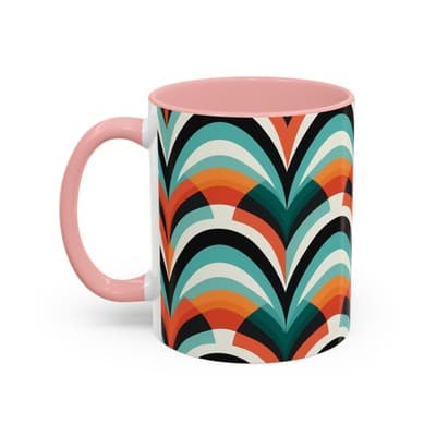 Retro Wave Coffee Mug 11oz 15oz Colorful Groovy Cup Fun Gift for Coffee Lovers - Thumbnail 3