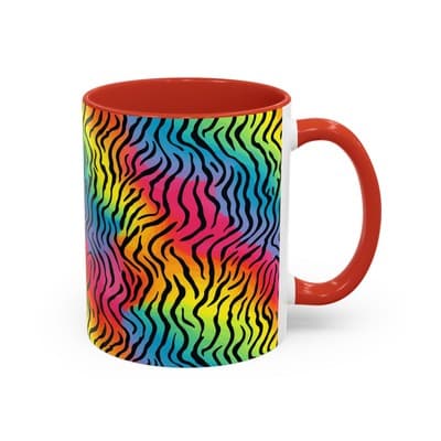 Rainbow Zebra Print Mug 11oz 15oz | Colorful Animal Cup | Bold Gift for Her - Thumbnail 2