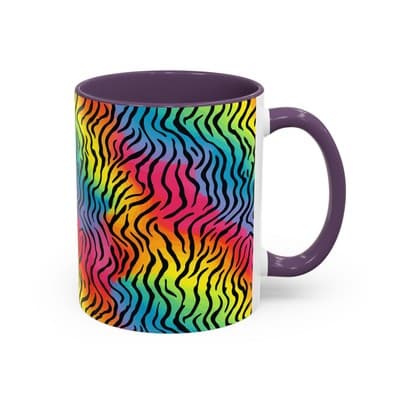 Rainbow Zebra Print Mug 11oz 15oz | Colorful Animal Cup | Bold Gift for Her - Thumbnail 2