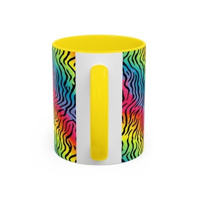 Rainbow Zebra Print Mug 11oz 15oz | Colorful Animal Cup | Bold Gift for Her - Thumbnail 4