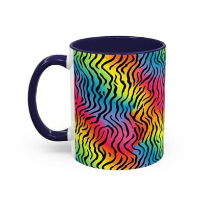 Rainbow Zebra Print Mug 11oz 15oz | Colorful Animal Cup | Bold Gift for Her - Thumbnail 3