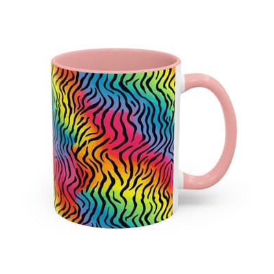 Rainbow Zebra Print Mug 11oz 15oz | Colorful Animal Cup | Bold Gift for Her - Thumbnail 2