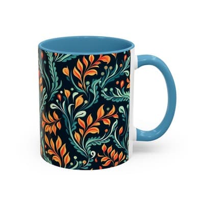 Bold Botanical Coffee Mug 11oz 15oz | Colorful Nature Cup | Artistic Gift Idea - Thumbnail 2