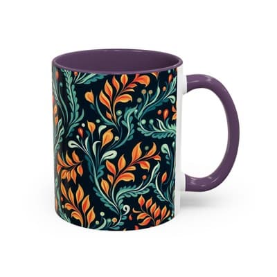 Bold Botanical Coffee Mug 11oz 15oz | Colorful Nature Cup | Artistic Gift Idea - Thumbnail 2