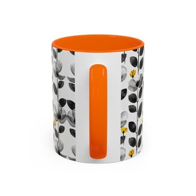 Black & White Floral Mug 11oz 15oz | Modern Botanical Cup | Gift for Her Home - Thumbnail 4