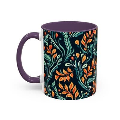 Bold Botanical Coffee Mug 11oz 15oz | Colorful Nature Cup | Artistic Gift Idea - Thumbnail 3