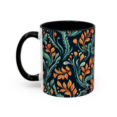 Bold Botanical Coffee Mug 11oz 15oz | Colorful Nature Cup | Artistic Gift Idea - Thumbnail 3
